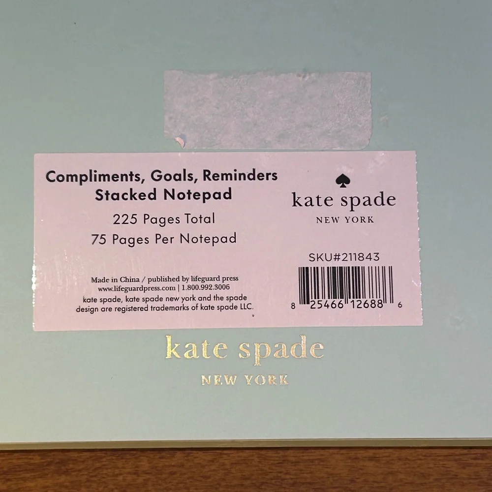 Kate Spade Compliments, Goals, Reminders Multicolored Stacked Notepad NWTS